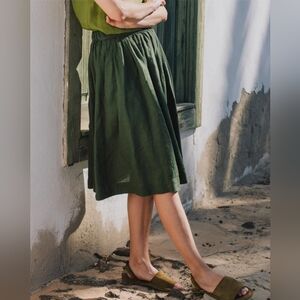 Not Perfect Linen 1950s City Flat Front Linen Skirt